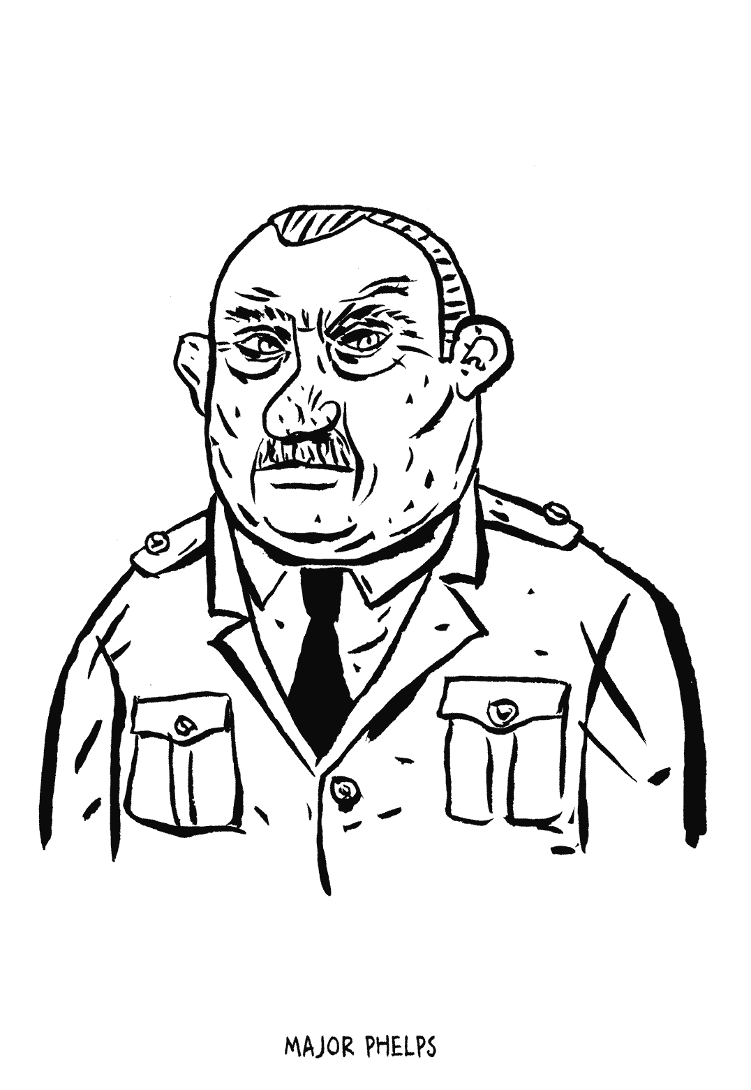Major Phelps, illustratie van Johnny Bekaert